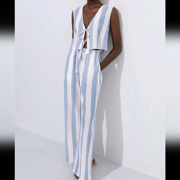 French Fashion Generous Vacation Beach Refreshing Contrast, 2 Pieces Set - Picture 2 of 4